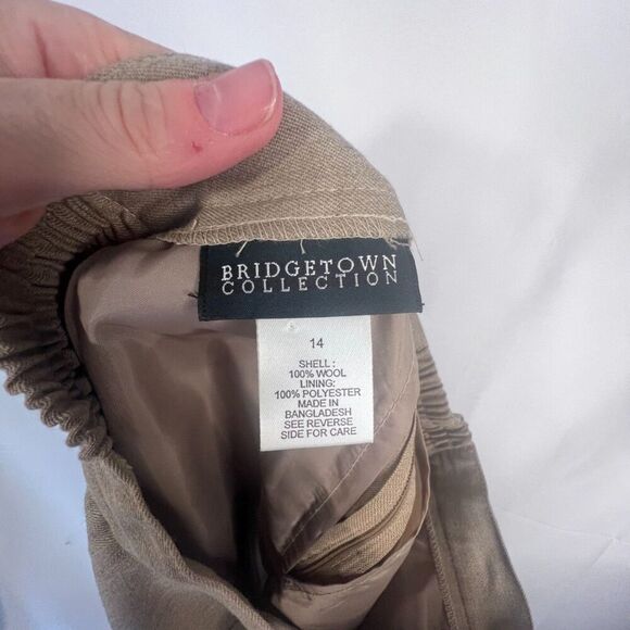 Bridgetown Collection Vintage Light Brown 100% Wool Aline Knee Length Skirt 14* - Picture 5 of 7